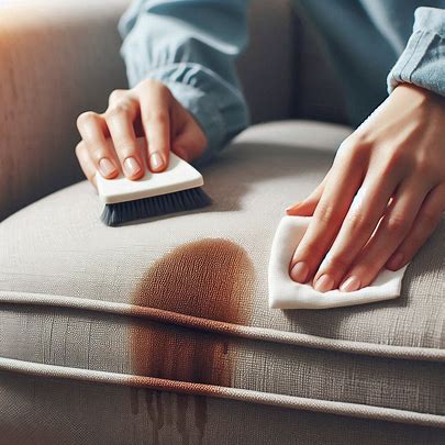 a stain being gently cleaned